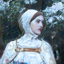 a blue-tinted edit of waterhouse's matilda study